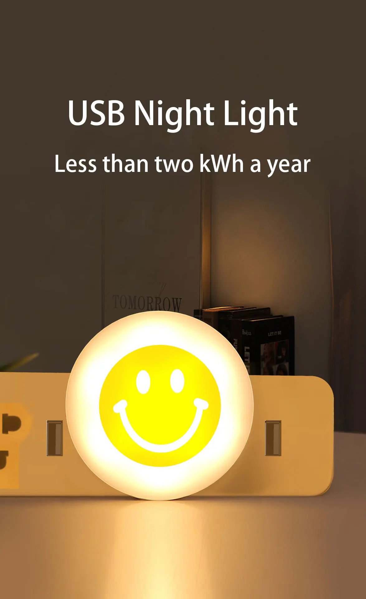 Room Night Reading USB Night Light Smiling Face Light Small LED Light Outdoor Camping Easy Energy Saving Children\'s Gift