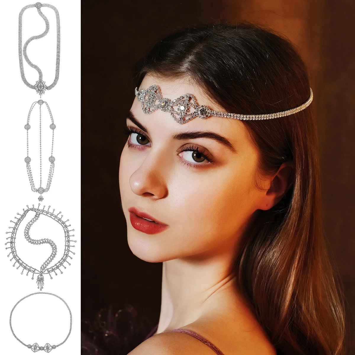 

Новинка, серебряная ручная работа, свадебная цепочка ручной работы, свадебный головной убор, аксессуары для волос, праздничный подарок для подруги, Элегантные украшения