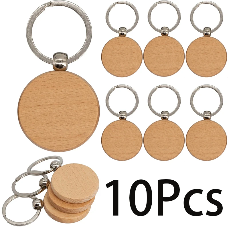 10Pcs Wood Keychain Boyfriend Girlfriend Keyring Husband Anniversary Gift for Women Men