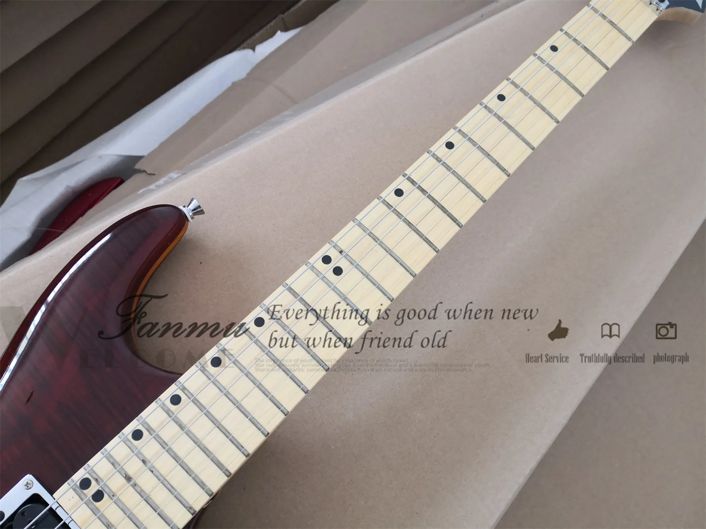 Ultra-thin Electric Guitar Mahogan Brown Body Maple Neck HSH Pickups Tremolo Bridge