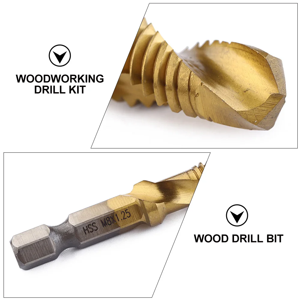 

6pcs High Speed Steel Tapping Cone Drill Bit Carpenter Hole Woodworking Kit Drilling Tool Set for Wood Metal Projects