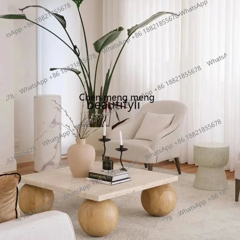 ss8350 Coffee solid wood base marble, low table
