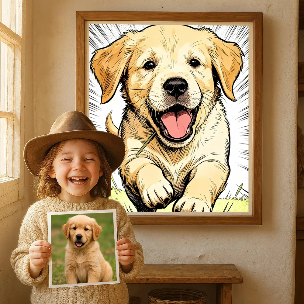 Personalisierte Anpassung Comic-Sub-Spiegel-Stil Leinwanddruck Poster Porträt Foto Kunstdruck Home Decor Geschenk rahmenlos