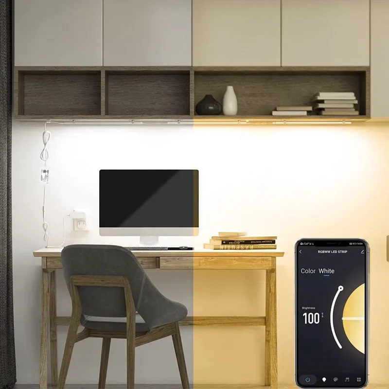 

Zigbee светодиодный светильник для шкафа, комплект 30 см с регулируемой яркостью, двойная белая кухонная полка, декор для шкафа, приложение Tuya/голосовое управление для Google Alexa