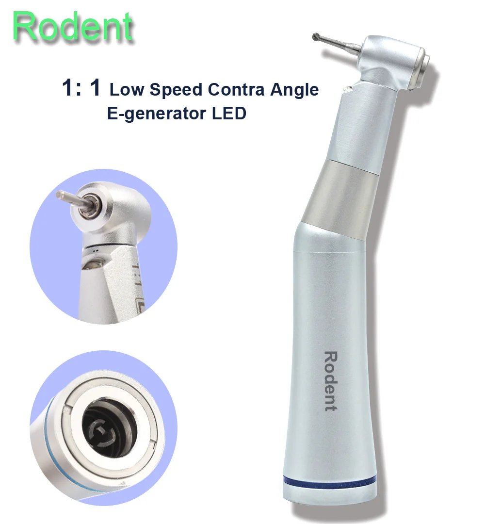 

LED Dental Low Speed Handpiece Kavo Style Contra Angle 1:1 Ratio E-generator Dental Equipment