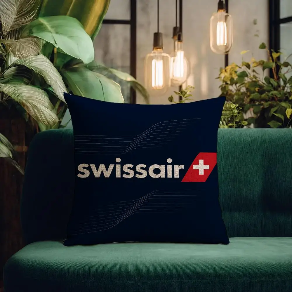 Brand Swissair Cushion Cover Natural Linen Pillowcase Set All-in-One Decor Cushion Cover for Sofa Bedroom Chair