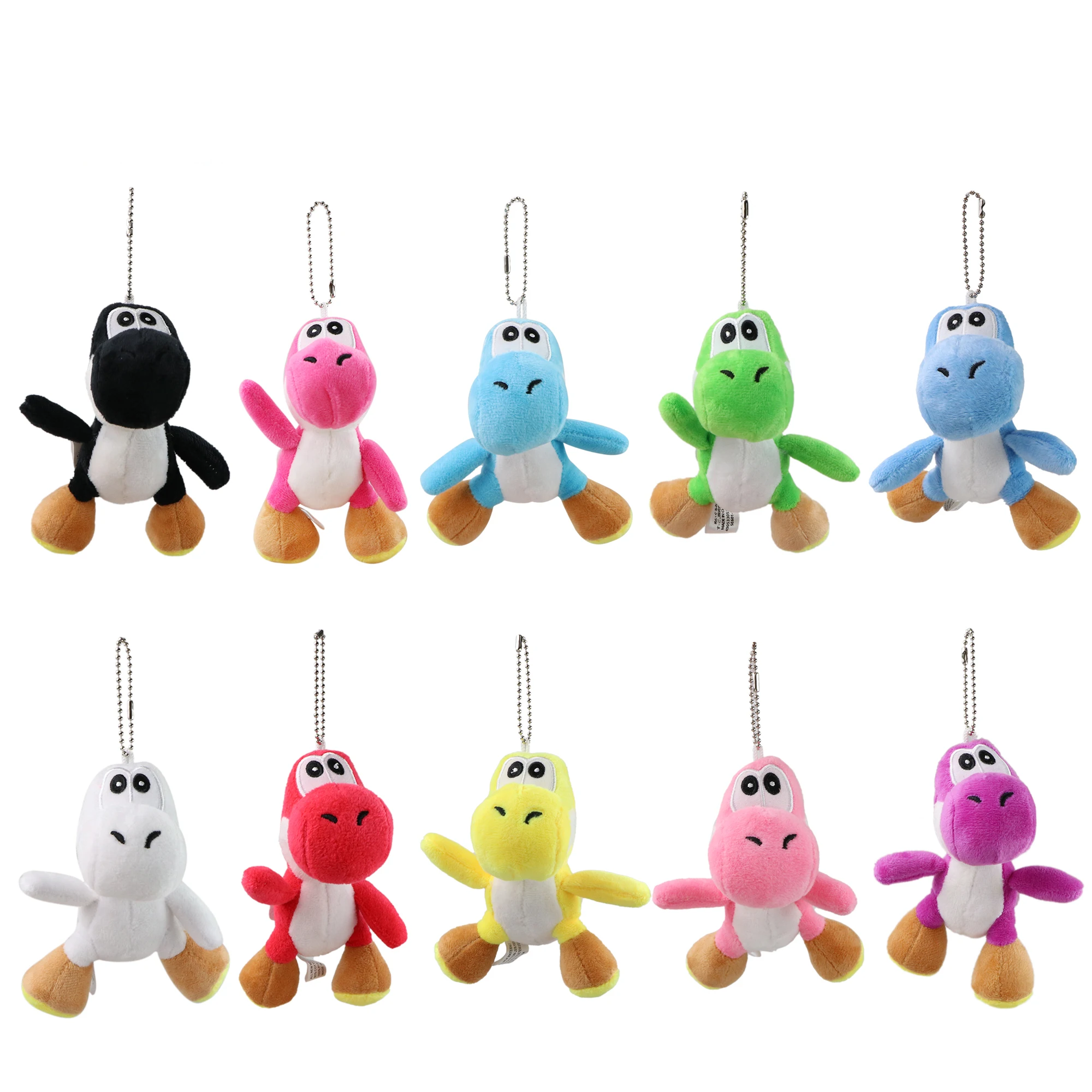Yoshi Plush Keychain Multicolored Cute Dinosaur Soft Plush Pendant Mini Backpack Bag Charm Mushroom Cartoon Key Ring Lovely Gift view 2