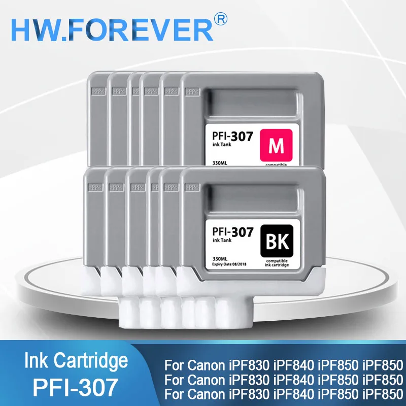 

Совместимый чернильный картридж PFI307 PFI-307 для принтеров Canon imagePROGRAF IPF830, IPF840, IPF850 с чипом, пигментные чернила