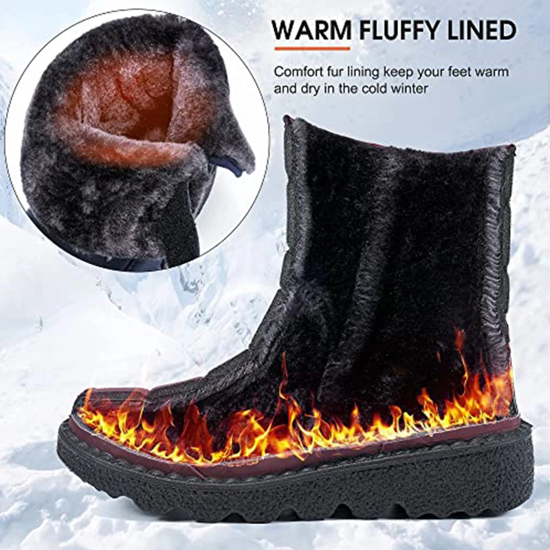 Snow Boots Woman Plus Size Ladies Shoes Platform Women Shoes 2025 Trend Mid Women\'s High Boots Fashion Botas Mujer Boots Women