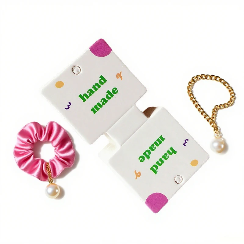 

100pcs Foldable Handmade Jewelry Cards Colorful Polka dot Design for Necklace Bracelet DIY Sellers Creative Gift Wrapping
