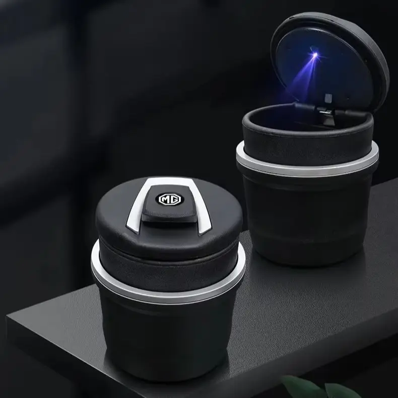 LED Light Car Ashtray Portable Detachable For MG4 MG5 MG6 ZS EV HS, Flame Retardant Cigarette Ash Cup Car Interior Accessories
