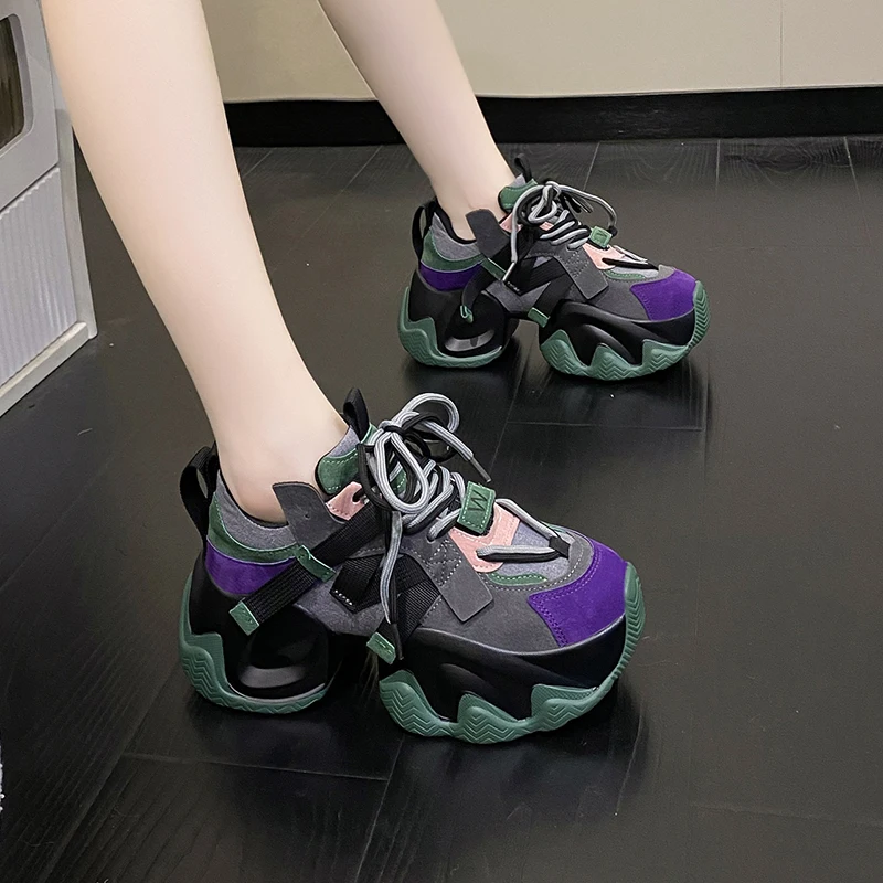 Trampki damskie z platformą letnie buty tenisowe kobieta-buty gruba podeszwa 2024 tenisówki na co dzień róże moda jesień PU Hi