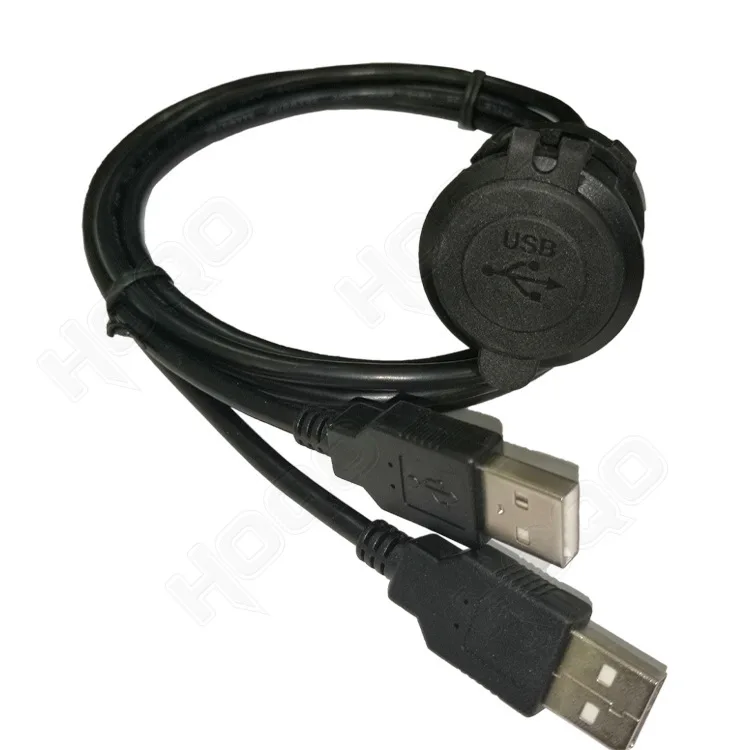 Płaski kabel montujący Panel USB, podwójny przedłużacz USB 2.0 montowany na pojeździe kabel ładujący, uchwyt do deski rozdzielczej, montaż podtynkowy, mocowanie panelu