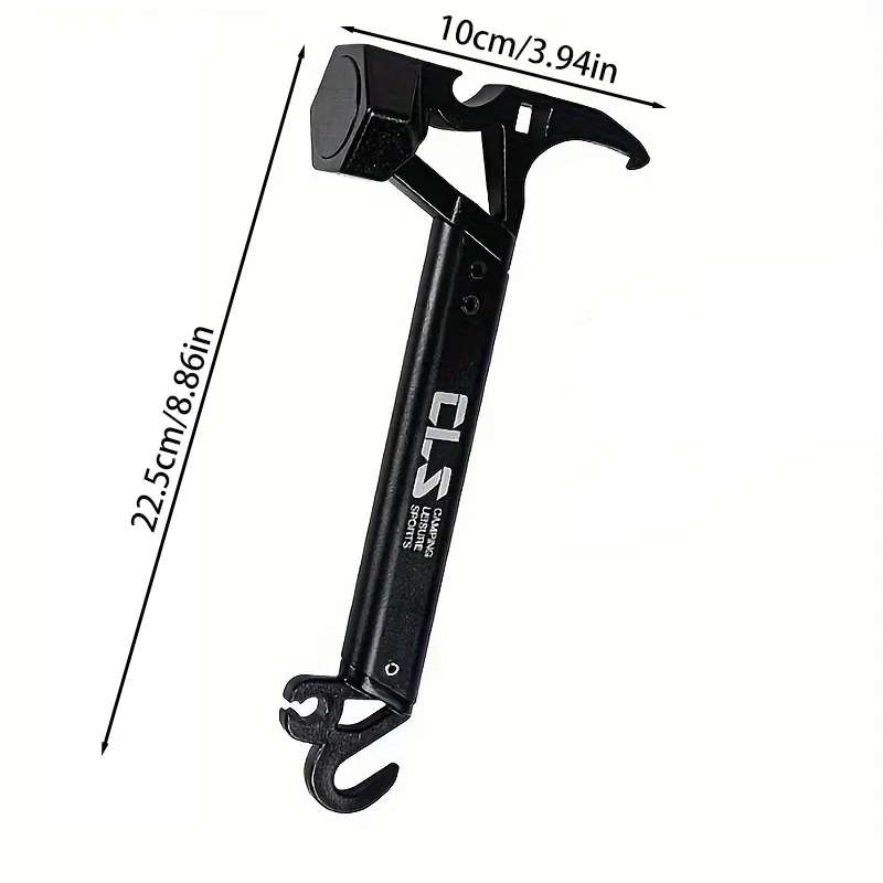 Compact Multi-Tool Hammer - Ultra-Versatile Camping Companion with Heavy-Duty Tent Stake Hammer, Tarp Nail Puller, Bottle Opener