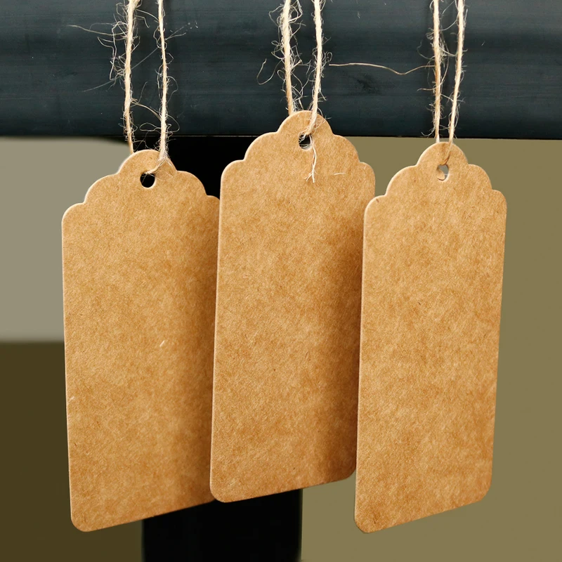 100pcs Blank Kraft Paper Tags Vintage Gift Tags for Wedding Birthday Party Decoration DIY Sewing Garment Tags Price Label