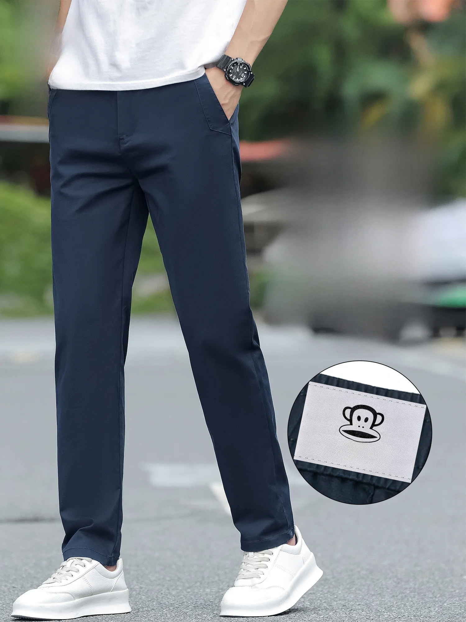 

PaulFrank Busin Casual Trousers Men's Spring New Loose Elastic Straight Leg Long Pants Pure Color Slim Fit Dalmatian Pattern