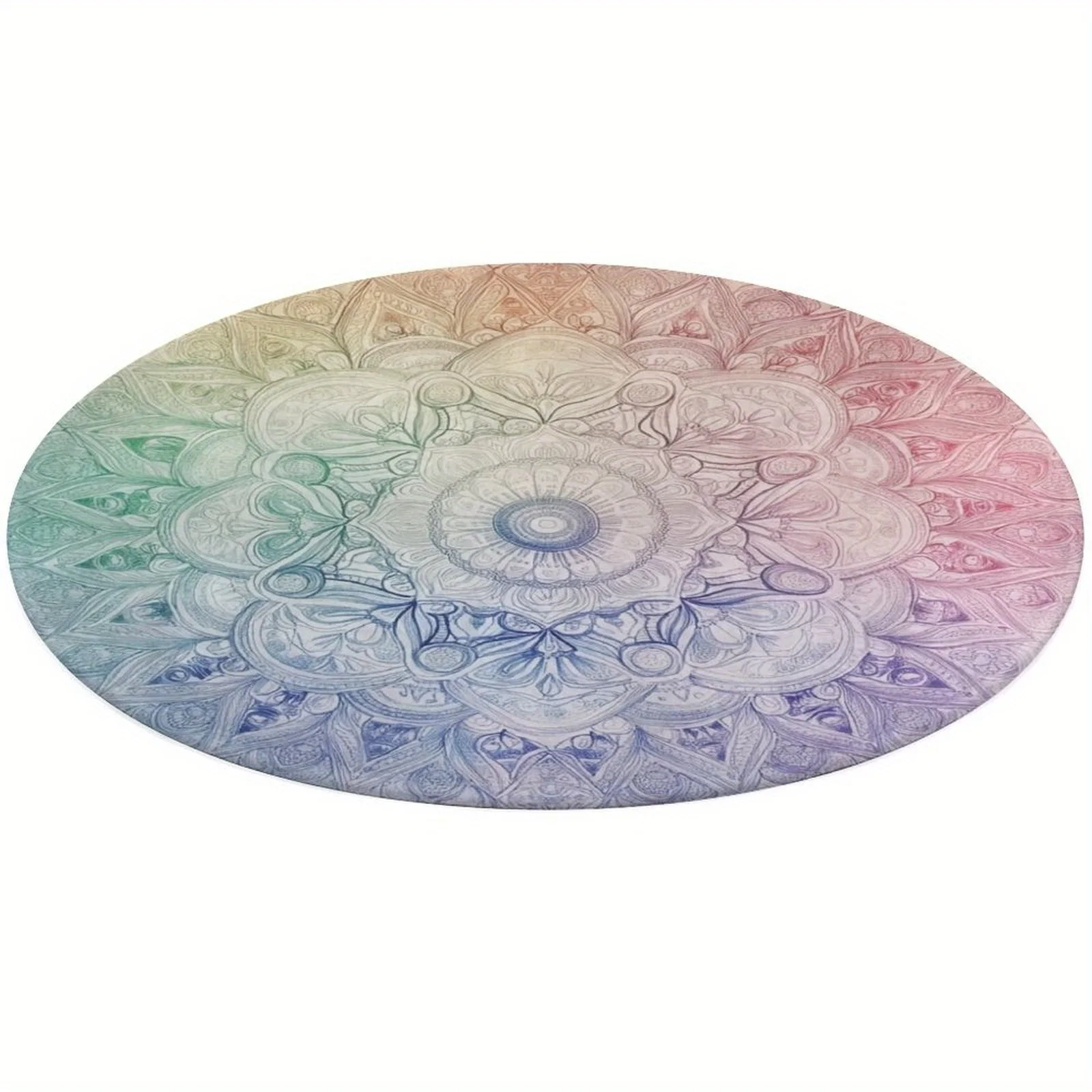 Decorative Mandala Round Mat Bath Rug for Bathroom Floor Vanity Area Soft Cushion Sponge Polyester Accent Mat Yoga Mat Colorful