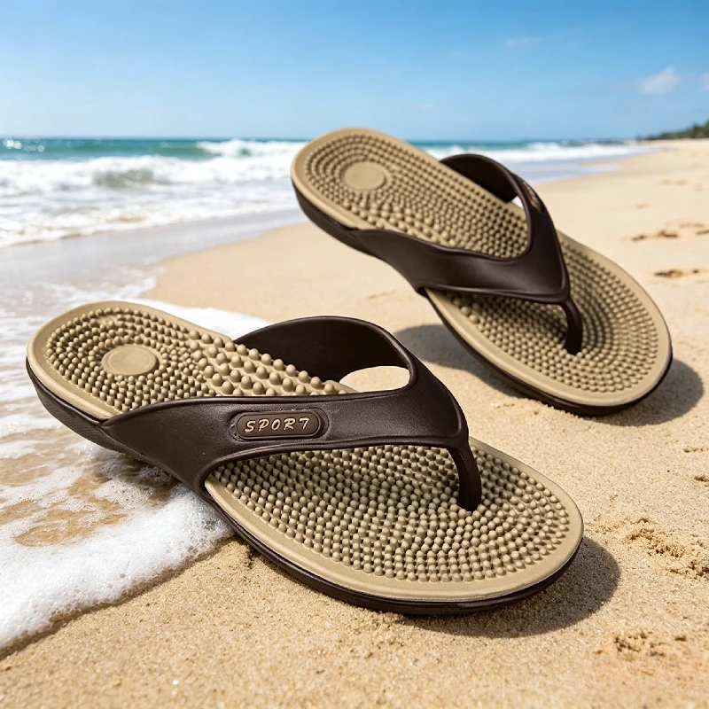 

YUYIN Sandals Men Luxury Outdoor Flip Flops Men Massage Flip Flops Summer Breathable Beach Shoes High Quality Men Slippers