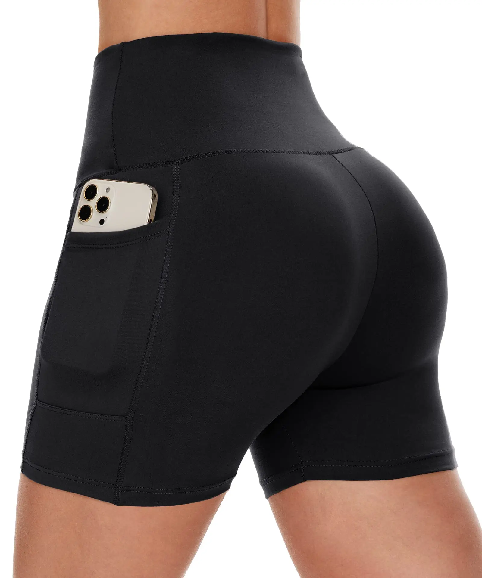 Women High Waist Pocket Sports Short Yoga Legging Shorts Squat Proof Hip Lift Fitness Tight Shorts Quick Drying Cycling Workout