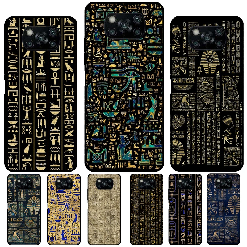 Ancient Egyptian Hieroglyphic For Xiaomi 13 11T 12T Pro 12X 12 Lite Case For POCO F5 X3 X5 Pro F4 X4 GT C40 M5s F3 Coque