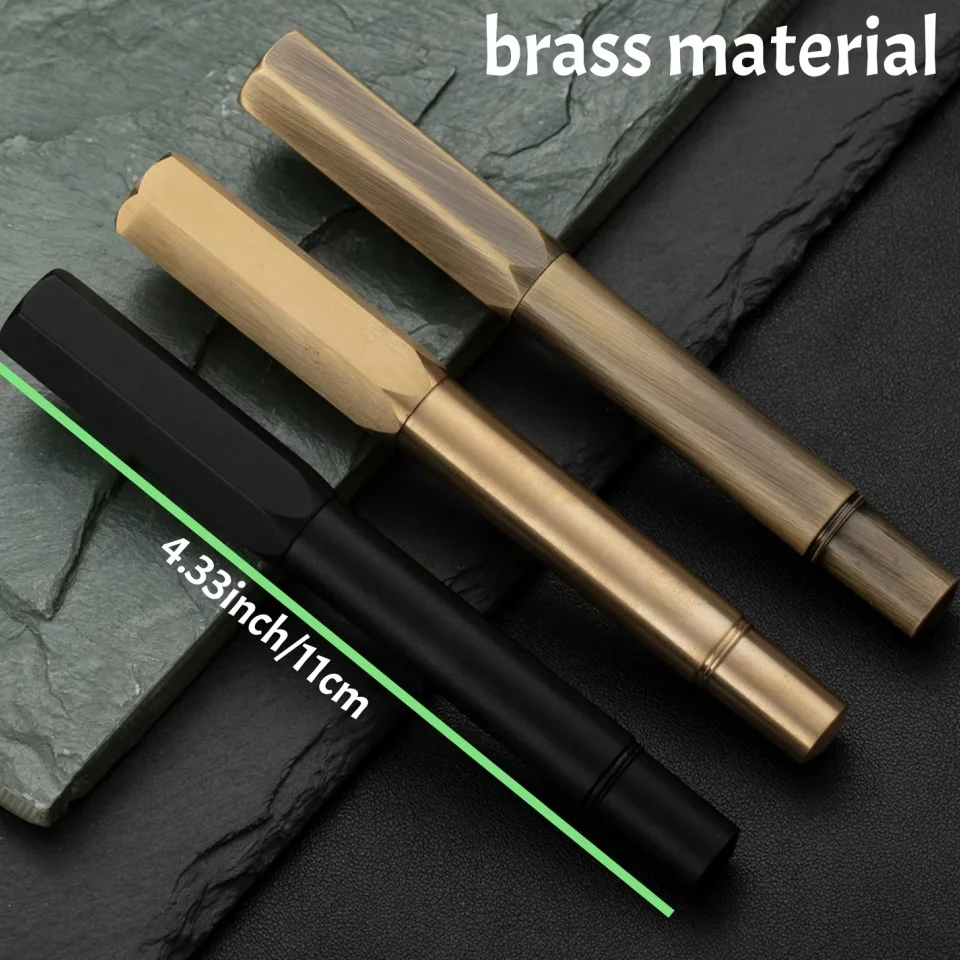 1Pc Brass Fountain Pen, 0.5mm Nib, Heavy Metal Feel, for Business and Office Use, Rotating Cap, Mini Short Style, Includes Ink Absorber, 2.6mm Caliber, for Students/Office, Holiday Gifts, Valentine's Day, Back-To-School Season, School Season, Birthday/Christmas, Father's Day, Mother's Day, Teacher's Day, Signature/Calligraphy/Art Fountain Pen - view 2