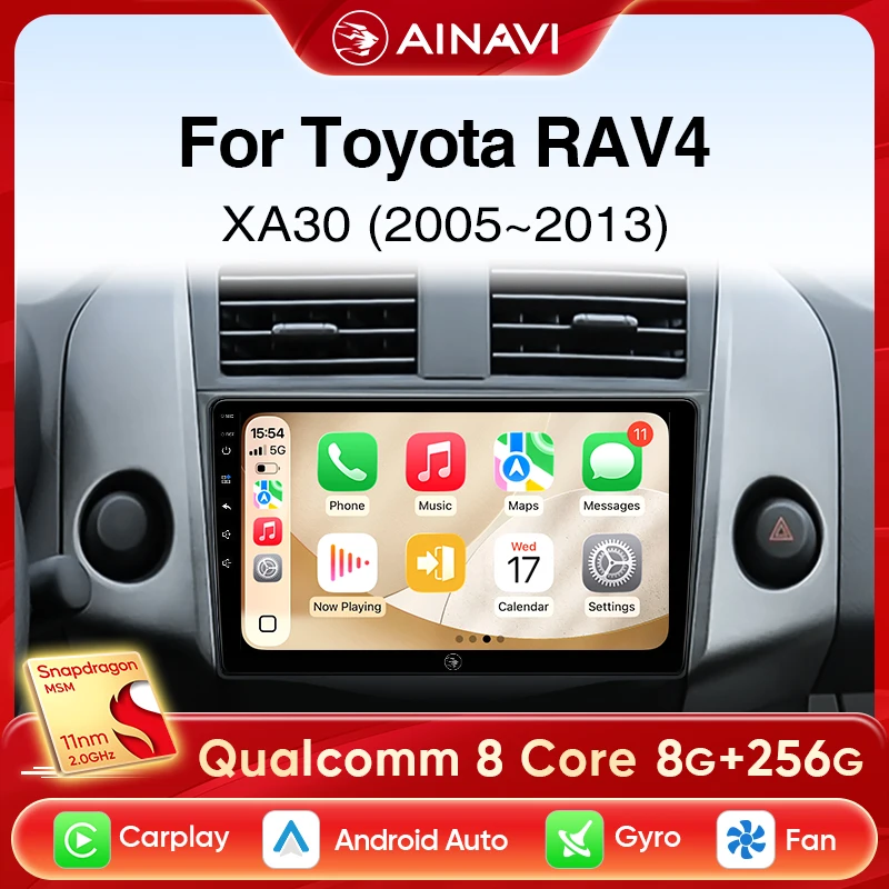 

Автомобильный радиоприемник Ainavi для Toyota RAV4 XA30 2005-2013, RAV 4, беспроводной Carplay, Android, автомобильный мультимедийный видеоплеер DSP 48EQ 2 DIN
