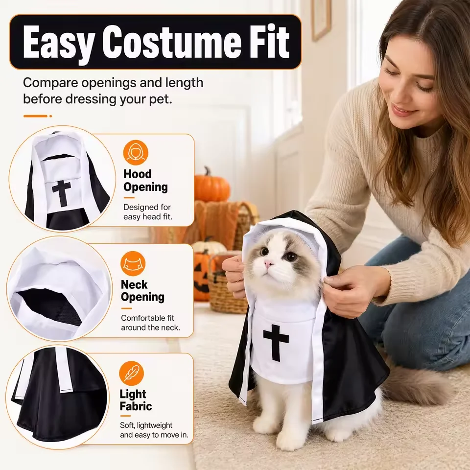 Cute Anime Cats Nun Costume Creative Funny Party Decoration Halloween kawaii Cartoon Pet Cosplay Supplies Gifts