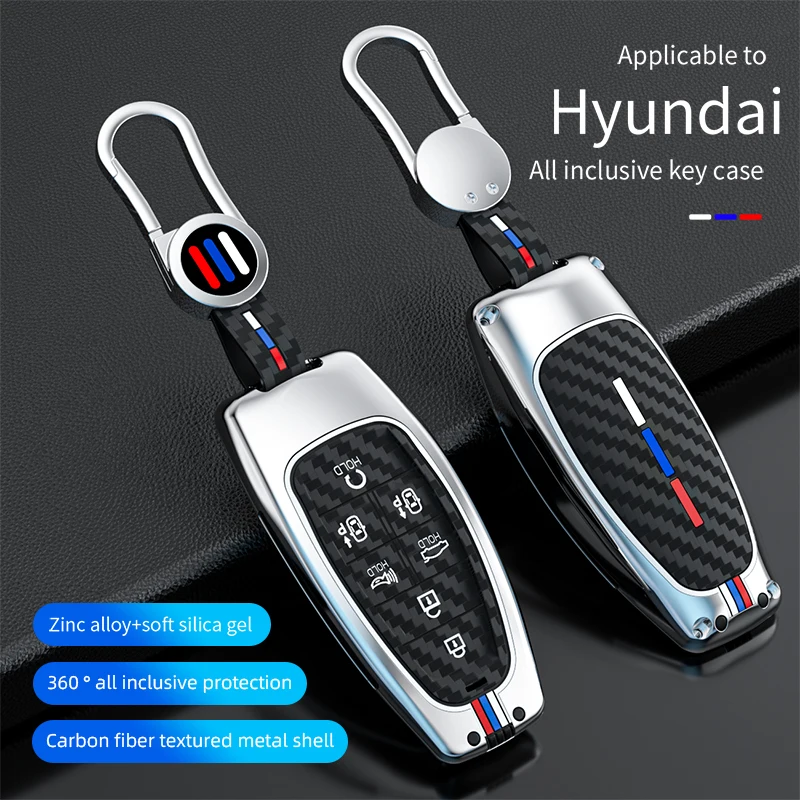 Capa/Estojo para Chave de Carro com 4 ou 5 Botões para Hyundai Santa Fe Tucson 2022 NEXO NX4 Atos Prime Solaris 2021 Acessórios
