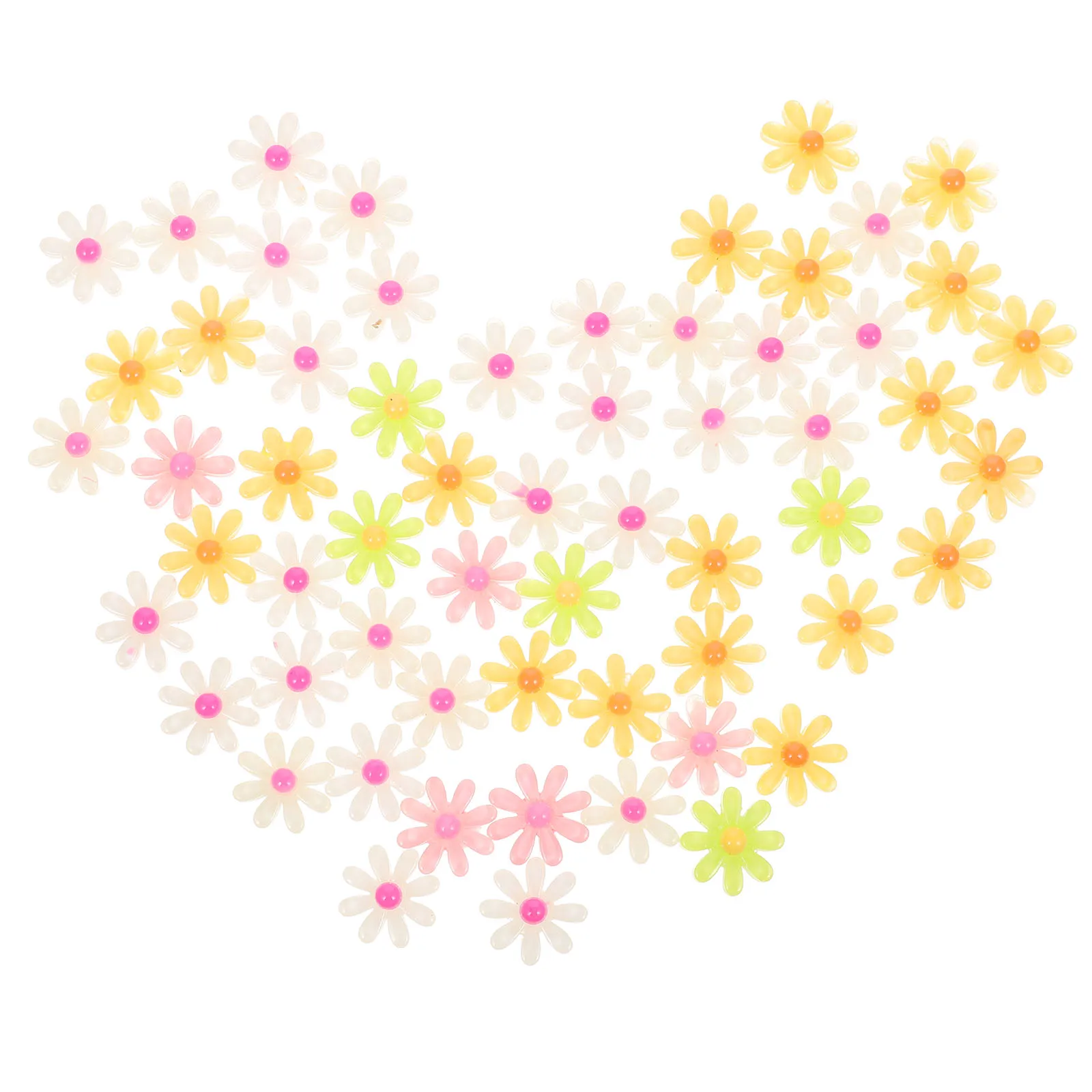 

60 Pcs Decorative Flower Pieces Resin Material Lightweight Durable Kids Jewelry Brooch Headbands Hairpin Accessories DIY Craft