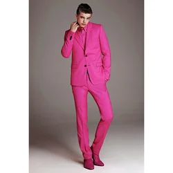 New Pink Slim Fit Men's Suit Two-piece Set New Fashionable Gentleman Handsome Male Formal Occasion Clothing