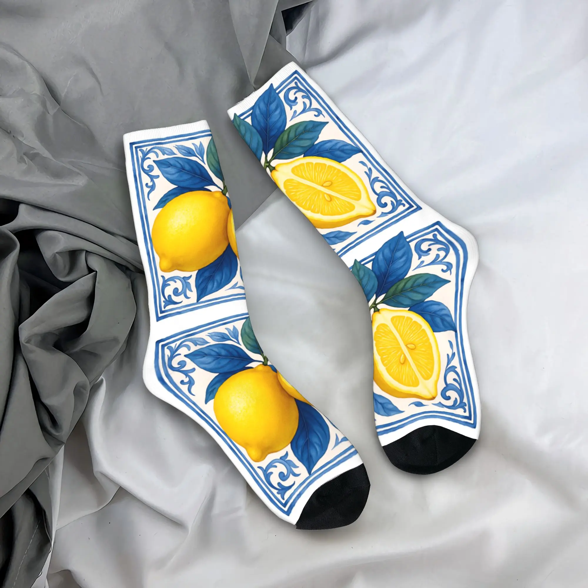 Men Socks Fruit Lemon (8)  Stockings Anti Bacterial Soft Socks Winter Funny Graphic Skateboard Socks