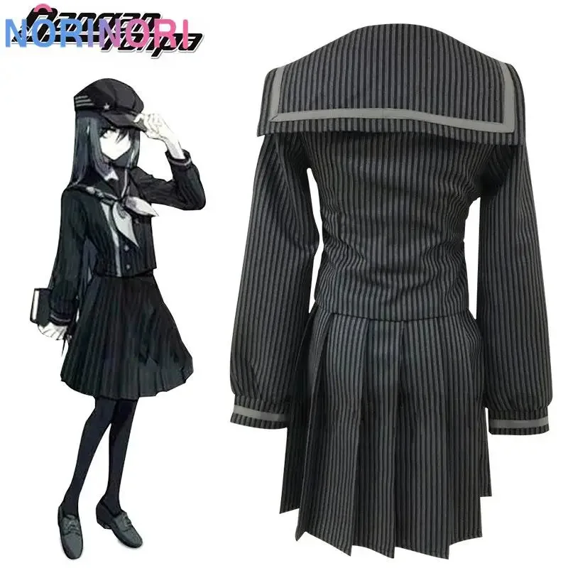لعبة Danganronpa V3 Pregame Fem Shuichi Saihara أزياء تنكرية زي مدرسي الزي شعر مستعار رمادي قبعة تنورة علوية فتاة الهالوين