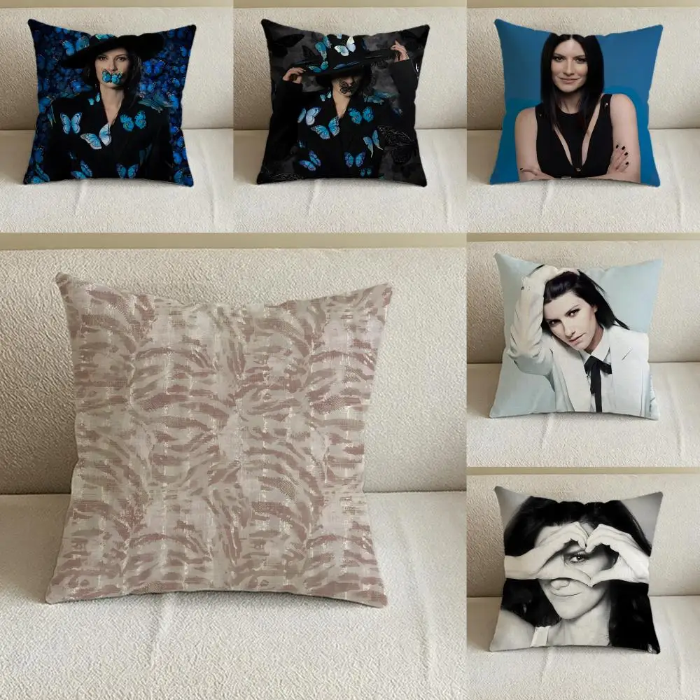 Artist L-Laura P-Pausini Cushion Cover Natural Linen Pillowcase Set, All-in-One Decor for Sofa, Bedroom & Chair
