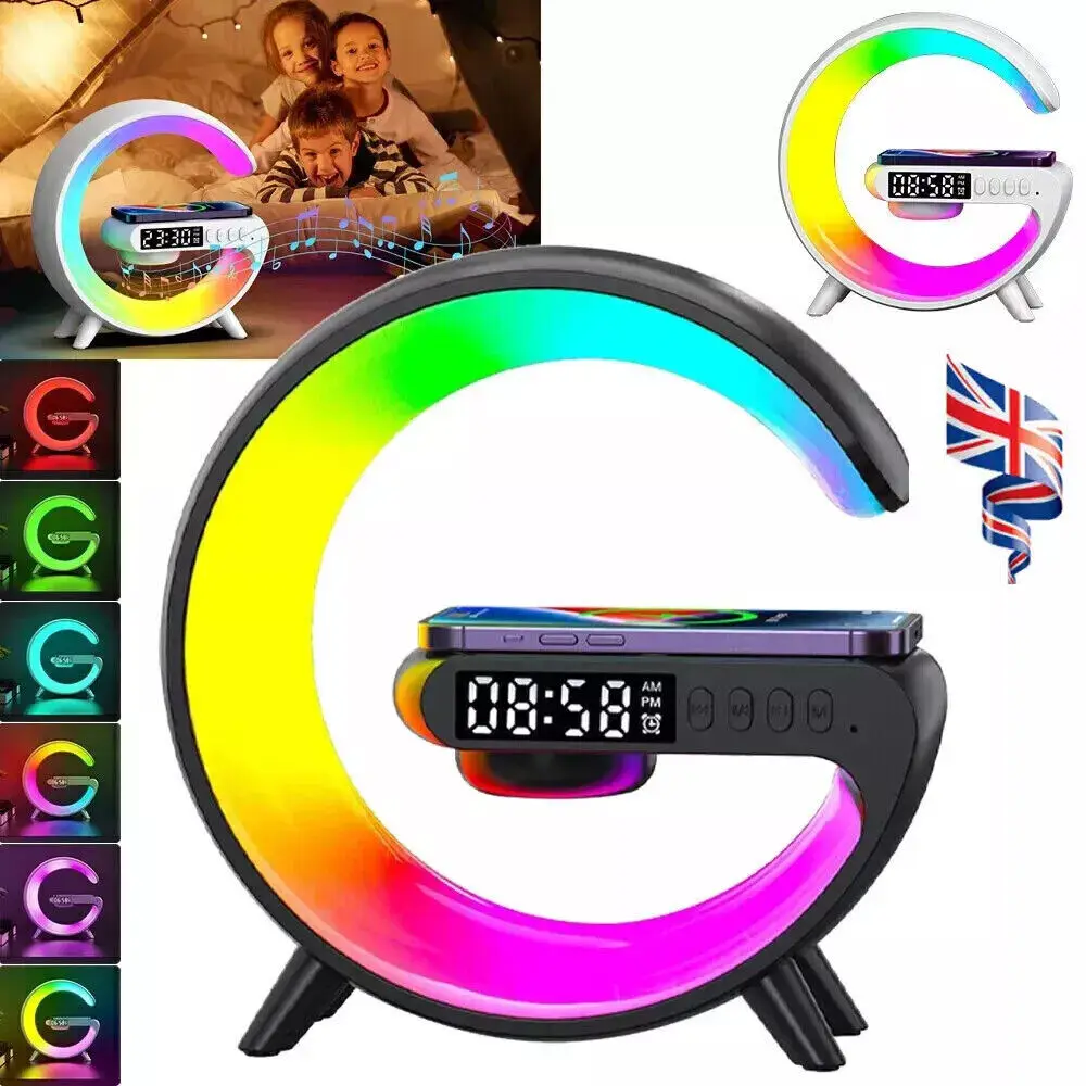 Smart G Lamp Bluetooth Speaker Wireless Charger RGB Alarm Clock Night Light 2025