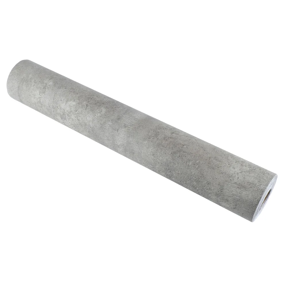 PVC Concrete Contact Paper Grey Matte Finish Peel and Stick Wallpaper 3D Textured 40x900cm Cement Wallpaper for Bathroom