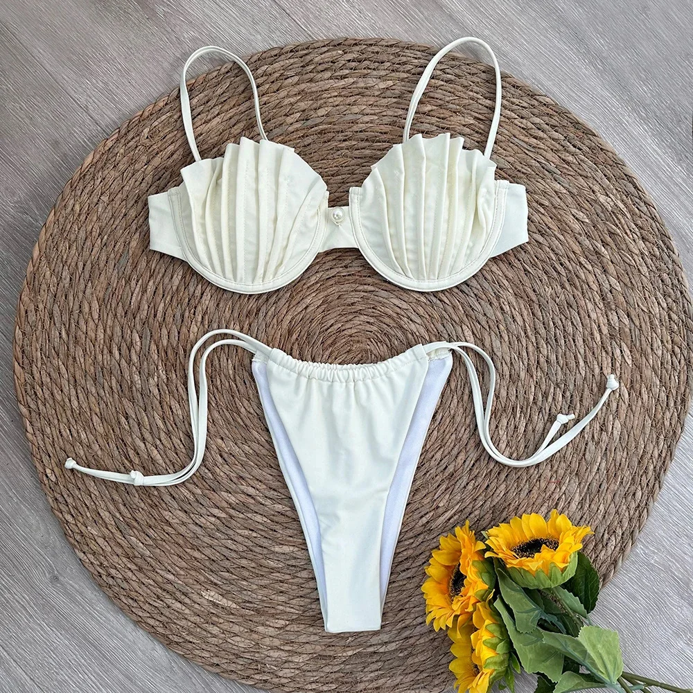 Sexy Shell Micro Bikini 2025 Women Swimsuit Female Swimwear Thong Bikinis Set Brazilian Beach Wear Bathing Suit Biquini