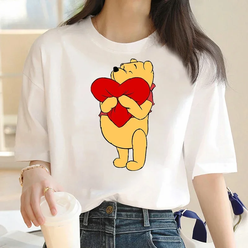 Embrace Love Winnie The Pooh Stood Happily Simple Style T-shirt Beautiful Cute Women's Clothes Fashion Trend Urban Cotton Tops