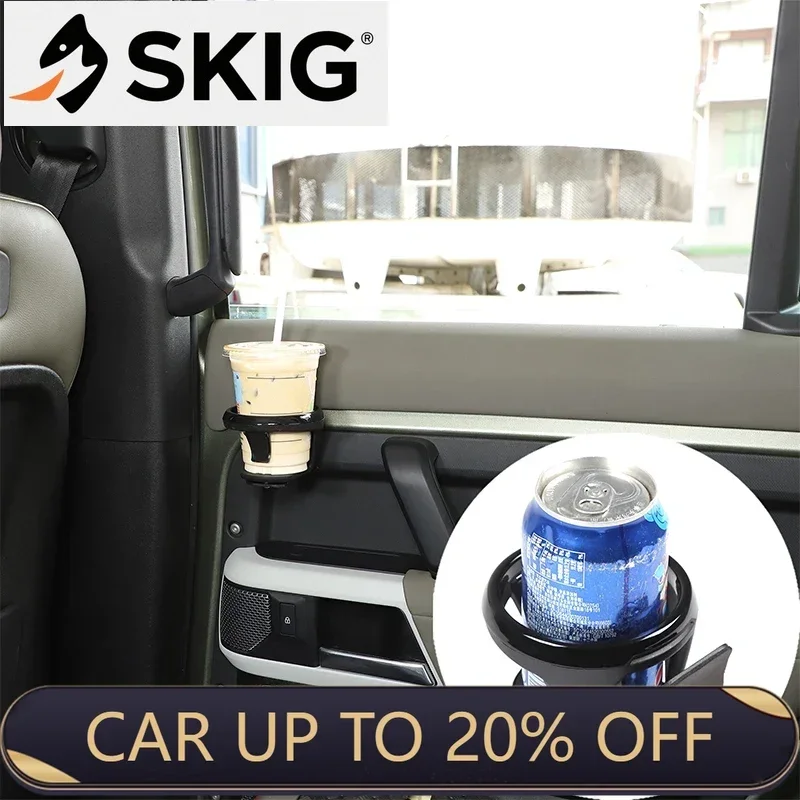 

For Land Rover Defender 90 110 130 2020+ Carbon Steel Black Car Interior Door Panel Water Cup Beverage Holder Auto Accessories