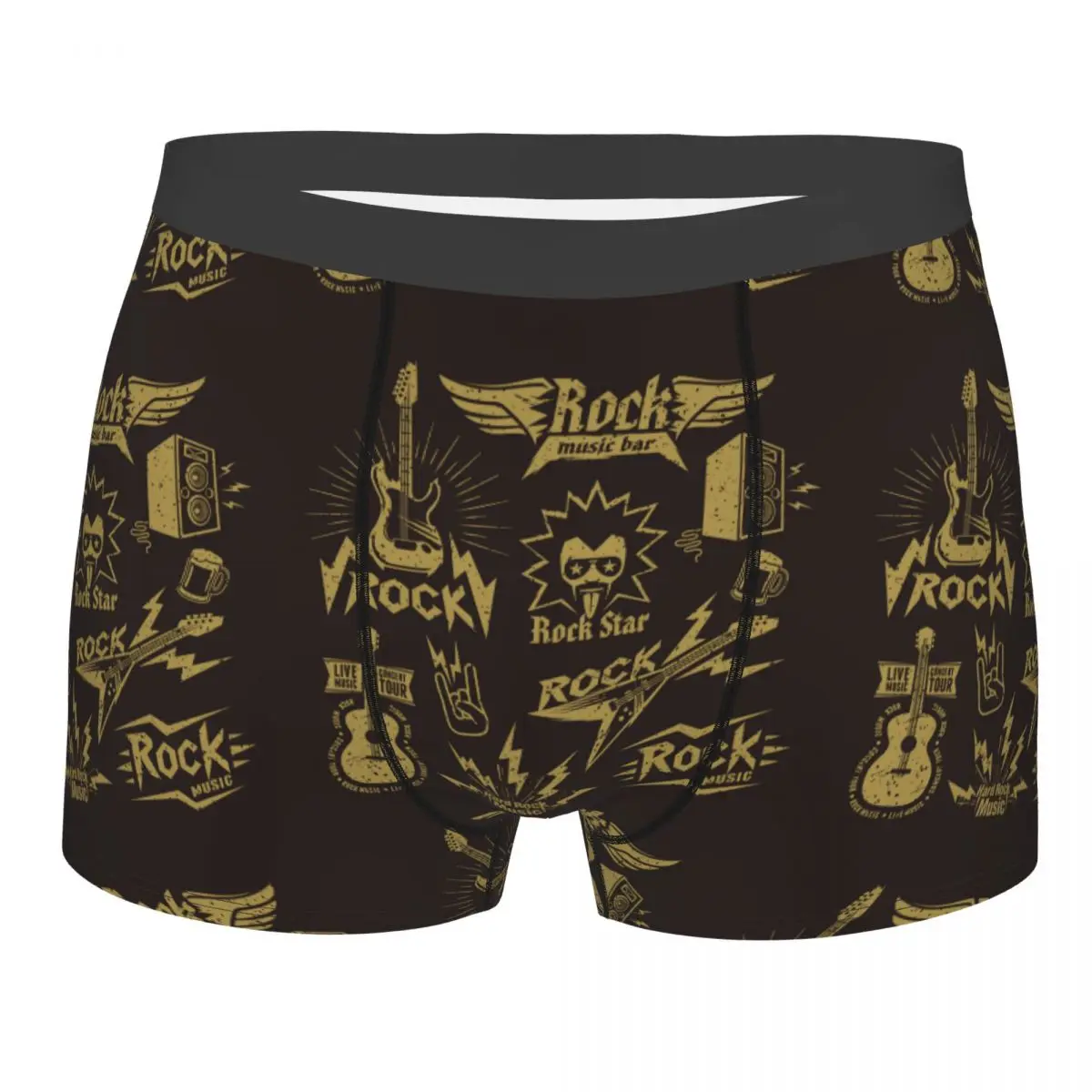 

Men Rock N Roll Punk Rock Music Underwear Printed Boxer Briefs Shorts Panties Homme Polyester Underpants Plus Size