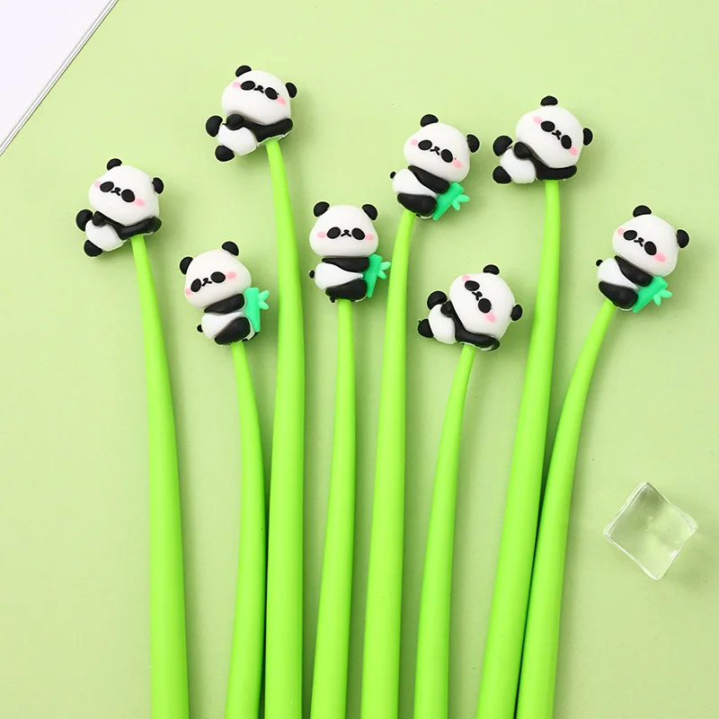 10Pcs/Lot Cute Cartoon Panda Shake Gel Pen Black Ink Soft Pressure Reducing Swing Pens Student School Supplies Kawaii Kids Gift