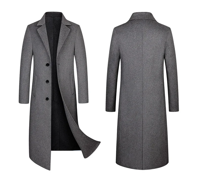

Шерстяное пальто, зимняя мужская повседневная куртка средней длины, облегающий однотонный костюм, ветровка, мужская легкая деловая куртка