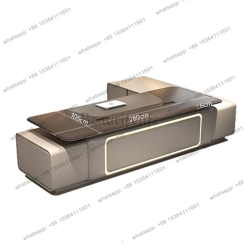 

D36Simple and modern light luxury high-end women's baking paint Chairman General Manager Ban Tai President Table