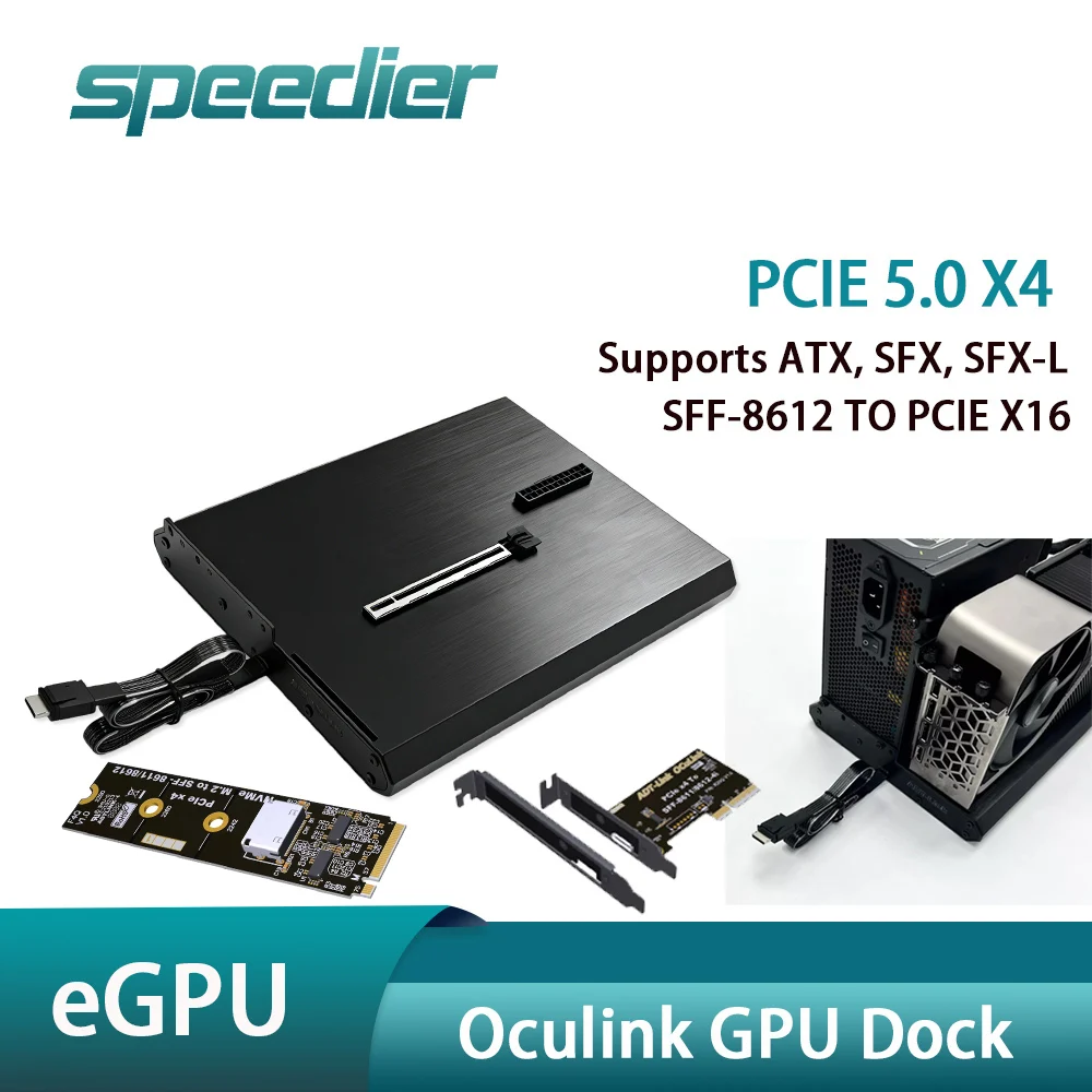 

OCuLink SFF-8612 Female To PCIe X16 GPU Dock eGPU Open Al. Body PCIe 5.0x4 128Gbps Graphics Card Dock 40/50cm Cable Adapter Card