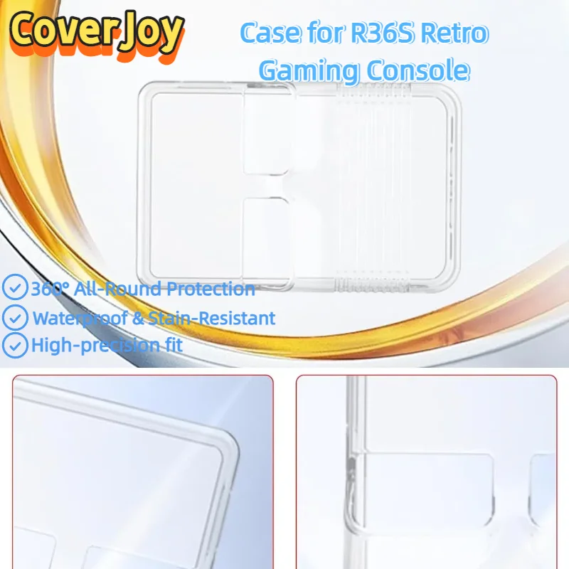 

CJ CoverJoy прозрачный жесткий чехол из ТПУ для портативной игровой консоли R36S, противоударный водонепроницаемый защитный чехол против царапин