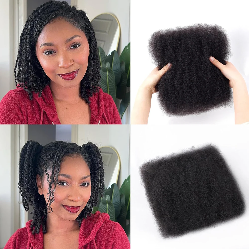 Cabello humano Afro Kinkys a granel, 30 g/paquete, cabello humano 100% negro Natural, cabello humano suave 4C Afro rizado a granel para extensiones/torgos Locs