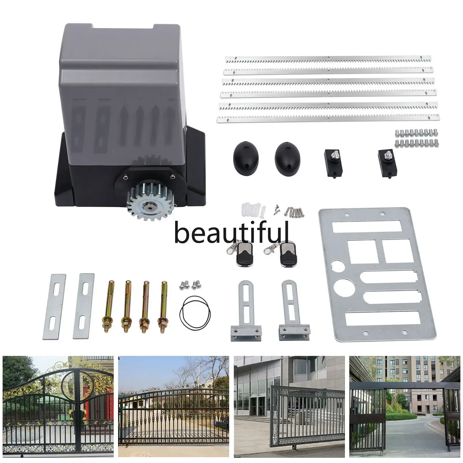 

550W Electric Sliding Gate Opener Operator Security Kit 1200KG Automatic Sliding Gate Drive Motor + 6m Gear IP44
