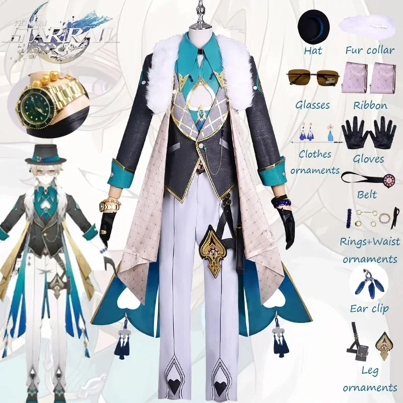

SN66 Honkai Star Rail Aventurine Cosplay Costumes Watch Hat Outfits Carnival Party Adult Role Play Clothing Full Set UniformW&C@
