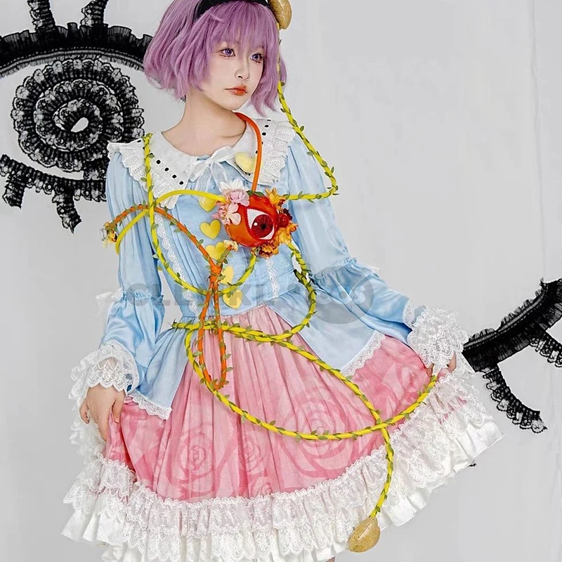 

Anime Touhou Project Cosplay Komeiji Koishi Clothes Uniform Full Set Accessories Outfits