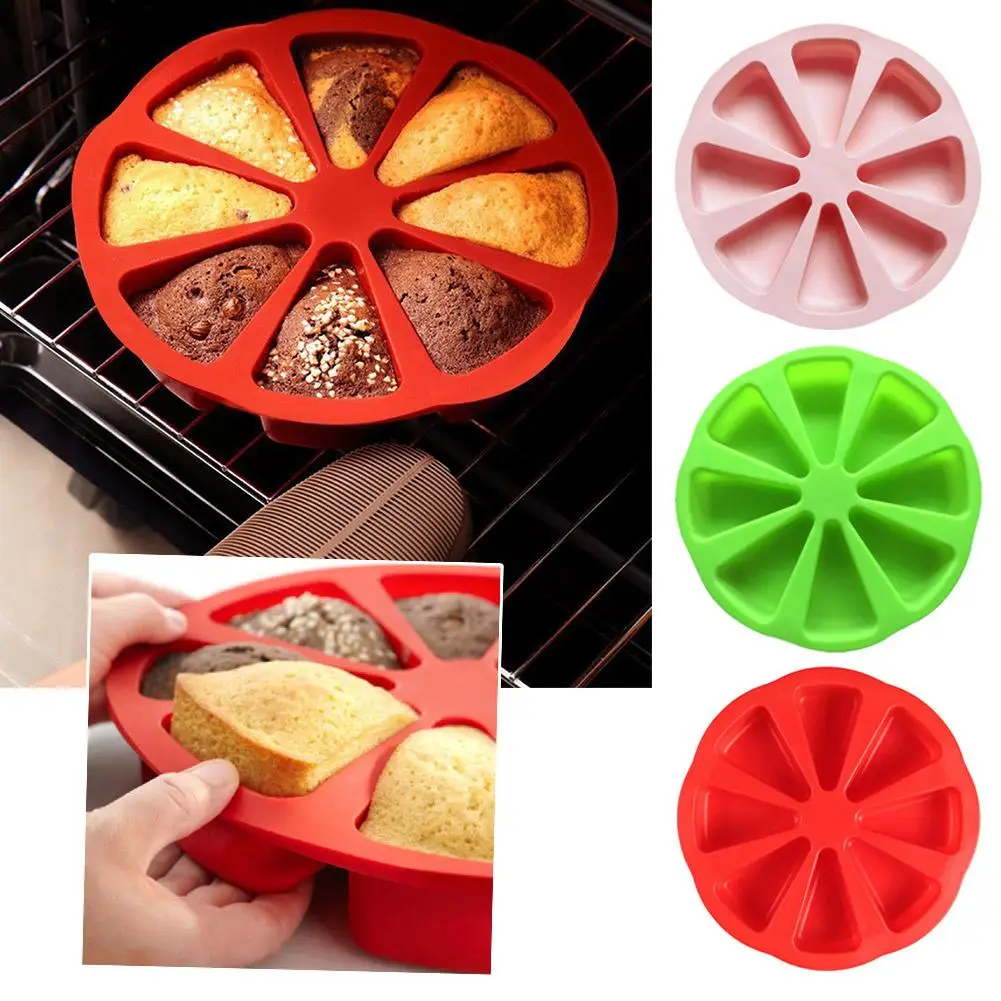 Silicone Mould 8 Cavities Scones Pan Triangle Cake Mold Muffins Mould DIY Baking Tool for Dessert Cake Biscuit Kitchen Tool E9G7