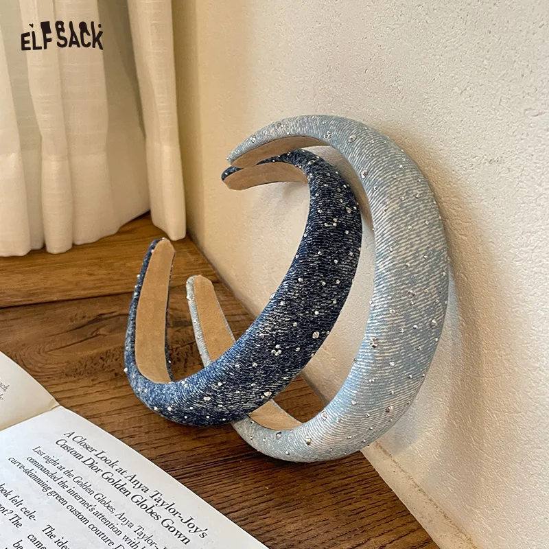 

ELFSACK 2025 Autumn New Arrival Sweet Denim Beading Headband For Woman